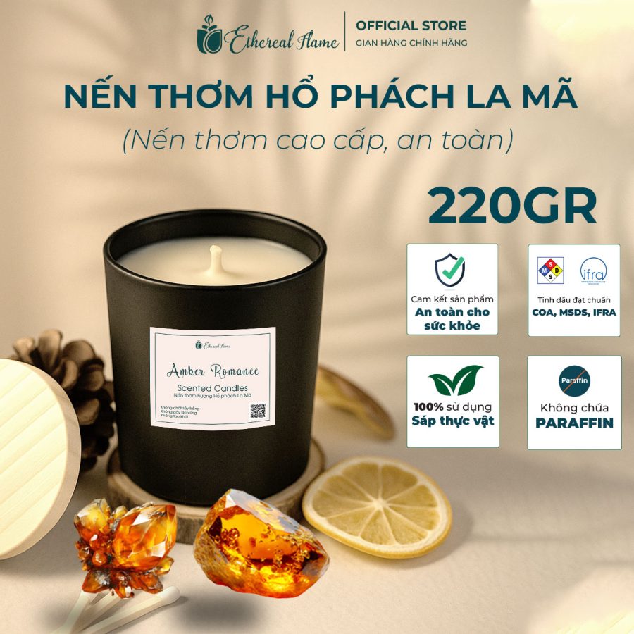 Nến thơm Hổ phách La Mã- 220gr