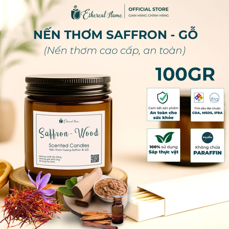 Nến thơm hương Saffron & Gỗ 100gr